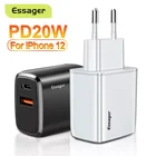 Зарядное устройство Essager, 20 Вт, USB Type-C, для iPhone 12 Pro Max Mini, быстрая зарядка 3,0, QC PD, USBC USB-C, настенное зарядное устройство для путешествий