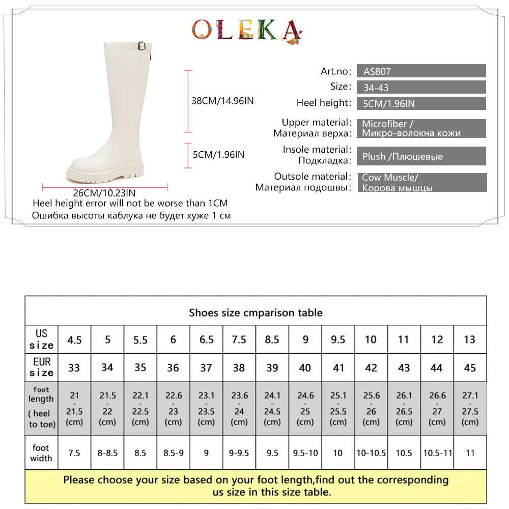 

OlLEKA Knee-high Winter Winter Boots Women Square Heel Metal Decoration Round Toe Fur Boots Mature Style Western New AS807