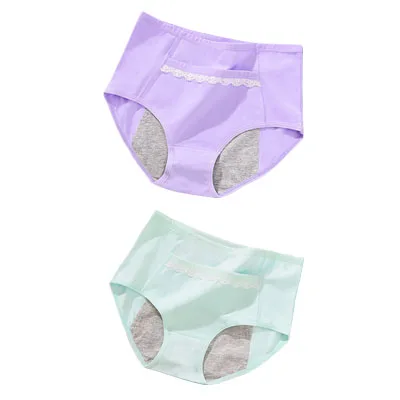 Бирюзовый 2pcs/Set Cotton Physiological Period Leak Proof Menstrual Panties Breathable Seamless Soft High Quality Women Underwear Breifs - Цвет: Бирюзовый