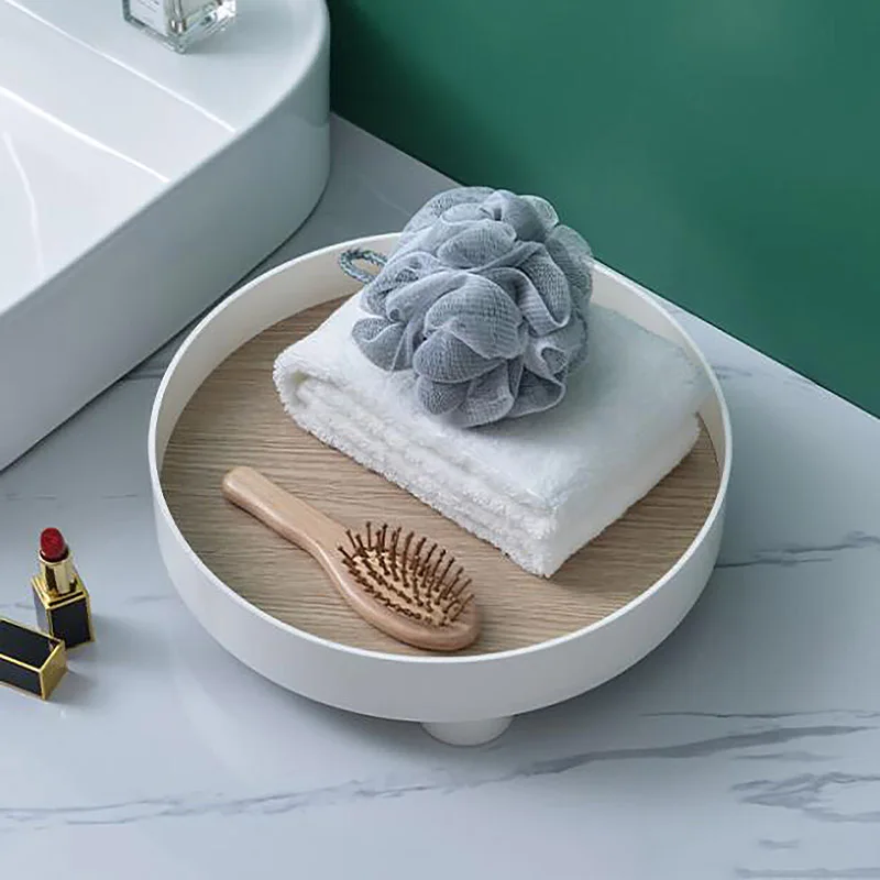 

Round Tray Storage Box Home Decor Perfume Holder Trays Decorative Organizer Cosmetics Candle Holder for Bathroom Living Room