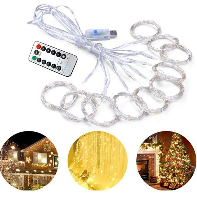 Christmas Decorations for Home 3M X 3M 300 LED USB Remote Control Copper Wire String New Year Christmas Tree Decorations Navidad