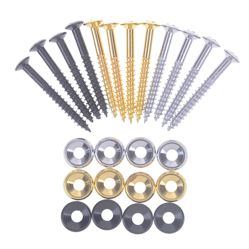 

New 8 PCS Gold/Black/Silver Electric Guitar Neck Mounting Ferrules/Bushings And Screws Black Guitars Basses Straps Accessories
