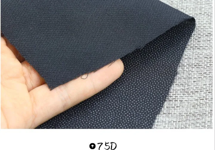 1 м/lot122-152cm30D50D75D100D200D300D цветная односторонняя клейкая шелковая ткань для лоскутного шитья ручной работы diy 2173 - Цвет: 75Dblack152cm