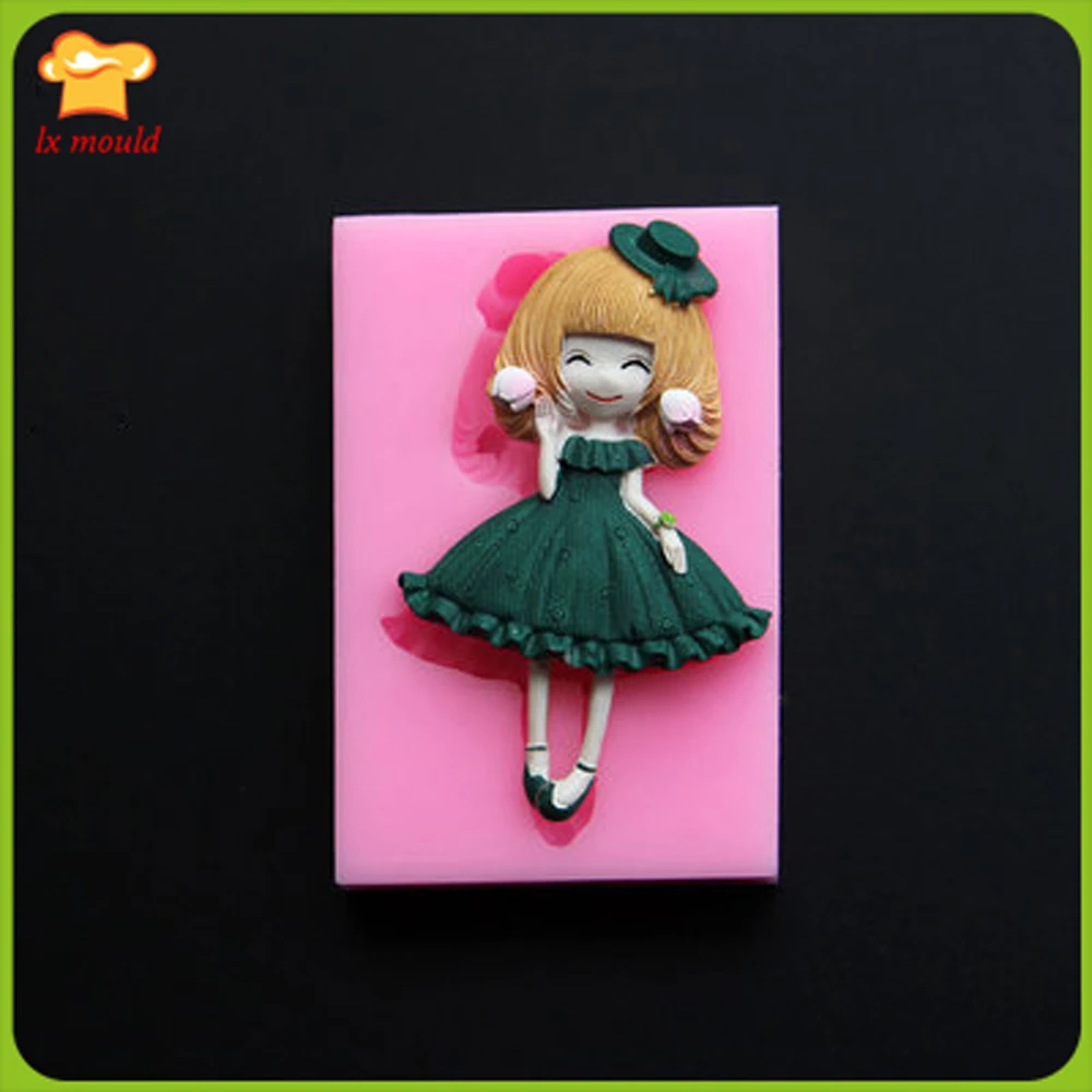 Fondant (сахарная) силиконовые формы для торта DIY темп девочка кукла Форма пресс форм