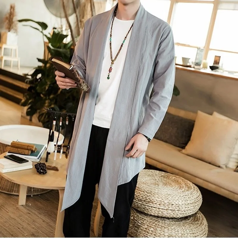 Традиционная китайская одежда для мужчин черная льняная рубашка мужская кунг-фу