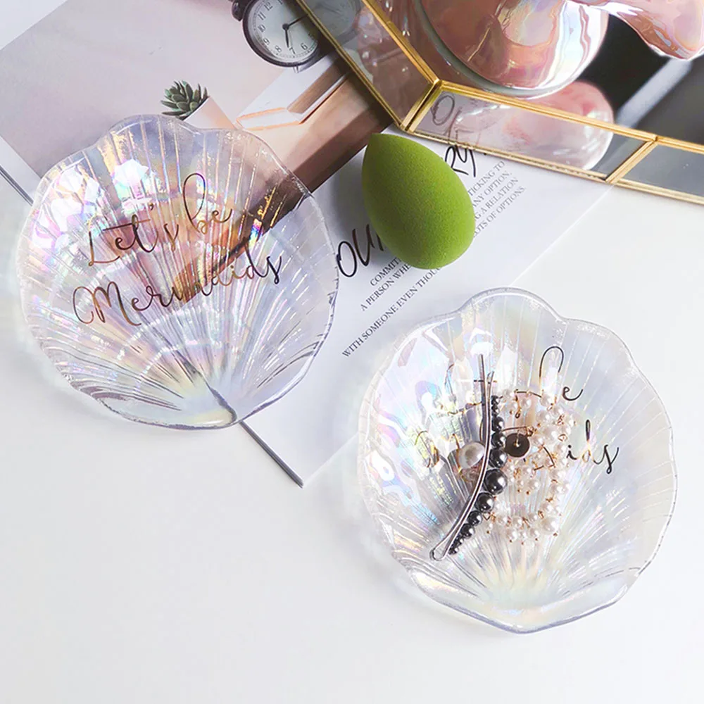 1 шт. стеклянная подставка для хранения ювелирных изделий в форме ракушки|Чаши| |