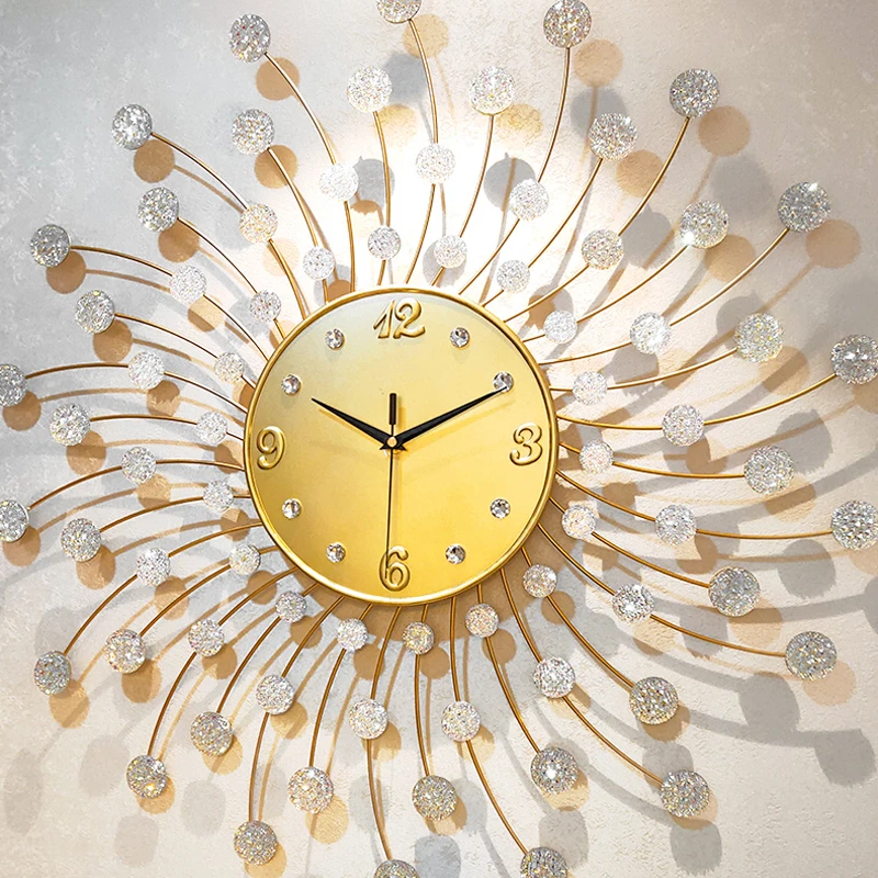 Роскошные большие настенные часы металлические в европейском стиле для гостиной
