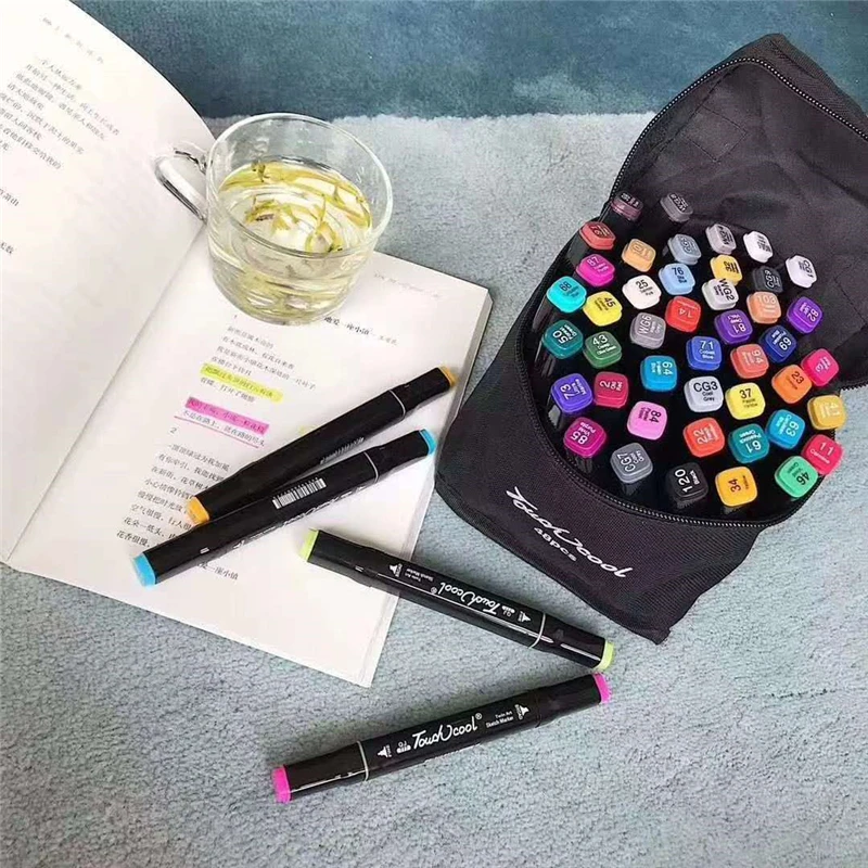 

Double-headed oily 48-color For Artist Manga marker pen bag hand-painted design set universal watercolor brush anime color pen