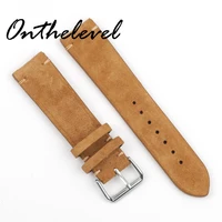 onthelevel quality suede leather soft watch band 18 20 22mm watch strap 4mm thickness tan brown gary strap