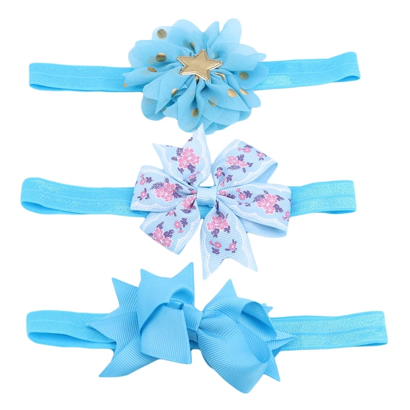 

3Pcs/set Baby Girls Flower Headband New Korean Hair Accessories Children's Simple Solid Color Bow Hairband Set New Arrival