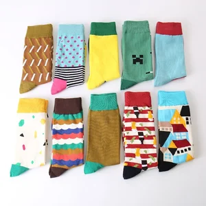 Цветные мужские хлопковые носки в британском стиле с узором в горошек и полоску, дизайнерские брендовые модные носки в стиле Харадзюку, новинка художественная забавная одежда