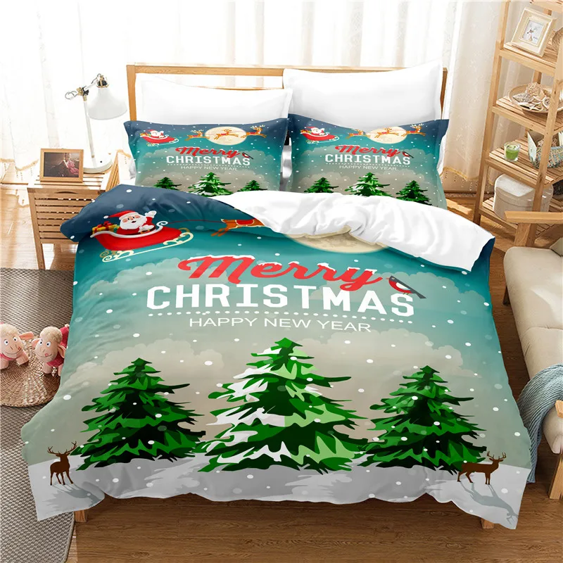 

Weihnachten Baum Bettbezug-set 3d Digitaldruck Bett Leinen Mode Design Tröster Abdeckung Bettwäsche-sets Bett Set