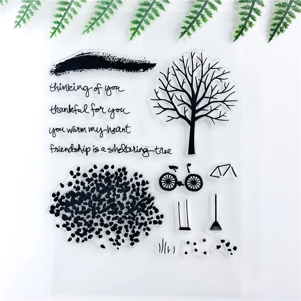 11*16 Осеннее дерево прозрачная печать штампов для скрапбукинга/резиновый штамп