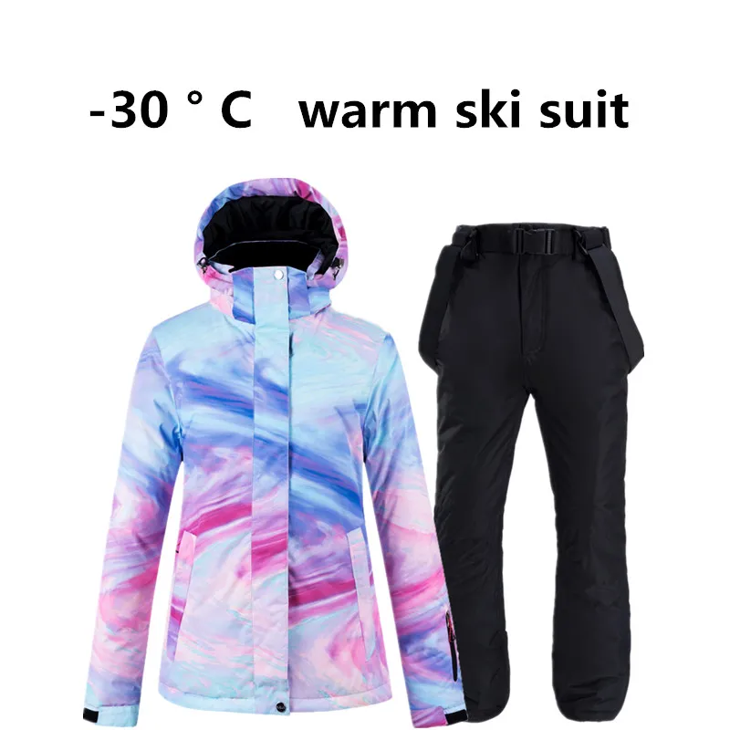  30 °C теплый лыжный костюм женский бренд Женская лыжная куртка и брюки теплые