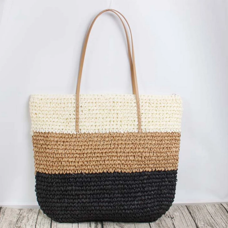 

2021 Европа и Соединенные Штаты Америки; Модные сумки на плечо, сумки в руку, сумки столкновения Цвет полосатый Женский Плетеная соломенная су...