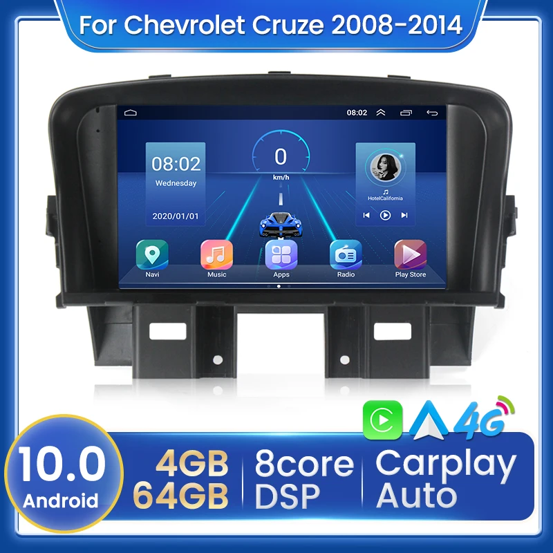 

Автомагнитола 2DIN для Chevrolet Cruze 10,0-2008, 4 + 64 ГБ, Android 2014, мультимедийный видеоплеер, навигация GPS, Wi-Fi, BT