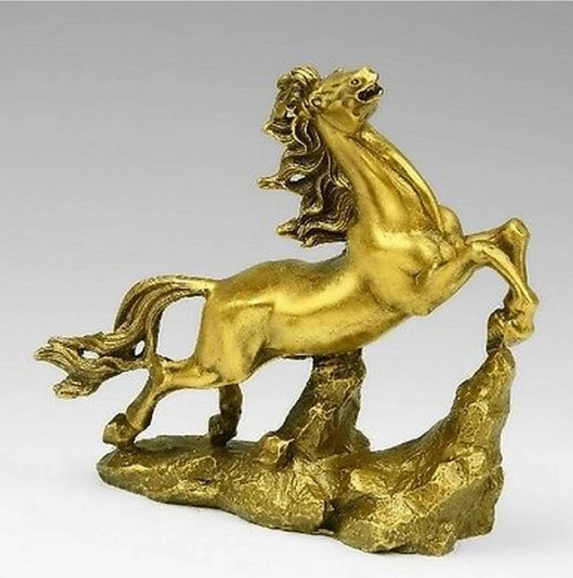 914 + Племенной большой размер хорошая бронзовая латунная статуя диких лошадей