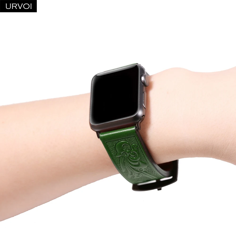 Ремешок URVOI для Apple Watch винтажный первый слой штампованный кожаный ремешок серия 5