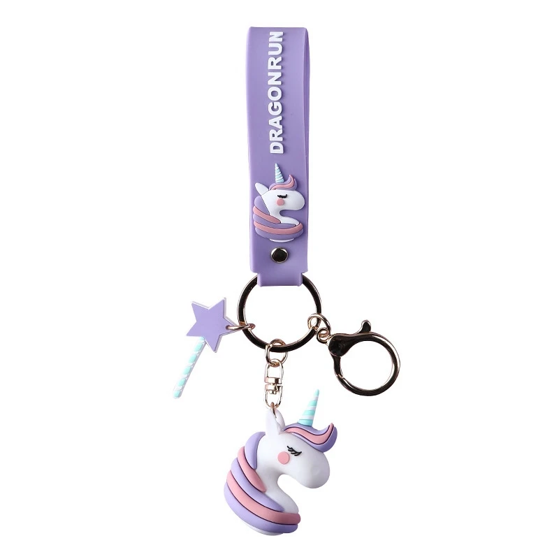 

2020 Cartoon Soft PVC Unicorn Keychains Rubber 3D Cute Fairytale Anime Horse Key Chain Kids Toy Pendant KeyRings Trinket Gifts