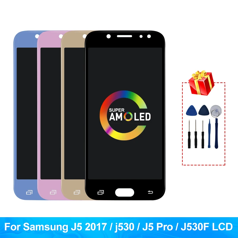 Супер Amoled J5 Pro для Samsung Galaxy 2017 ЖК J530 J530F дисплей сенсорный экран дигитайзер J530FM