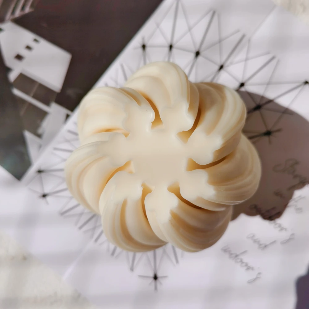 Irregular geom&eacute;trica onda giro vela moldes cono abstracto arte decorativo raya ondulada Pilar moderno velas molde de silicona-4