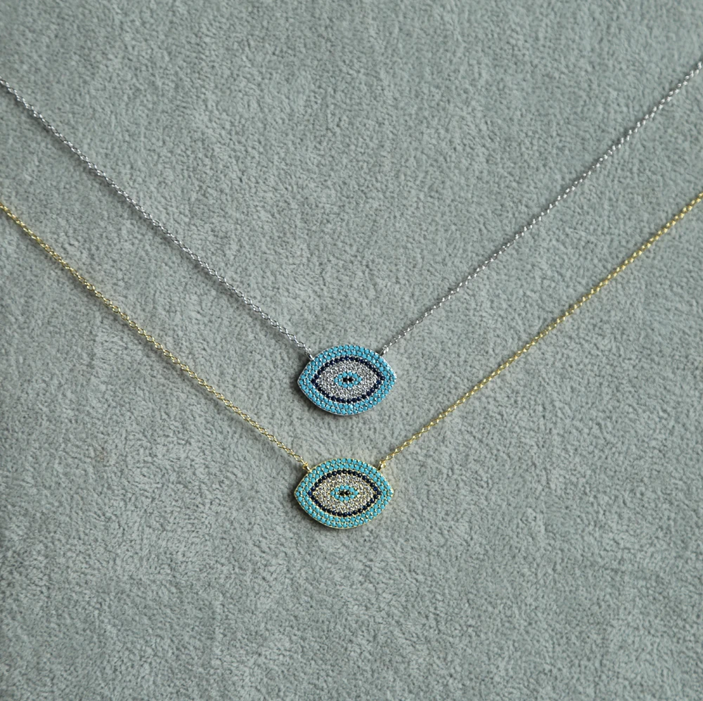 Clear Cubic blue micro pave cubic Zirconia S925 Sterling Silver Jewelry Bridal Engagement Pendant Necklace | Украшения и