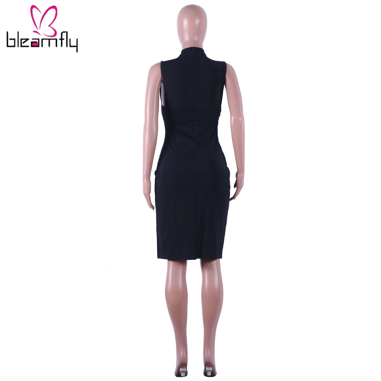 Новинка 2019 женское летнее безрукавный с Боковым Разрезом длиной до колена миди