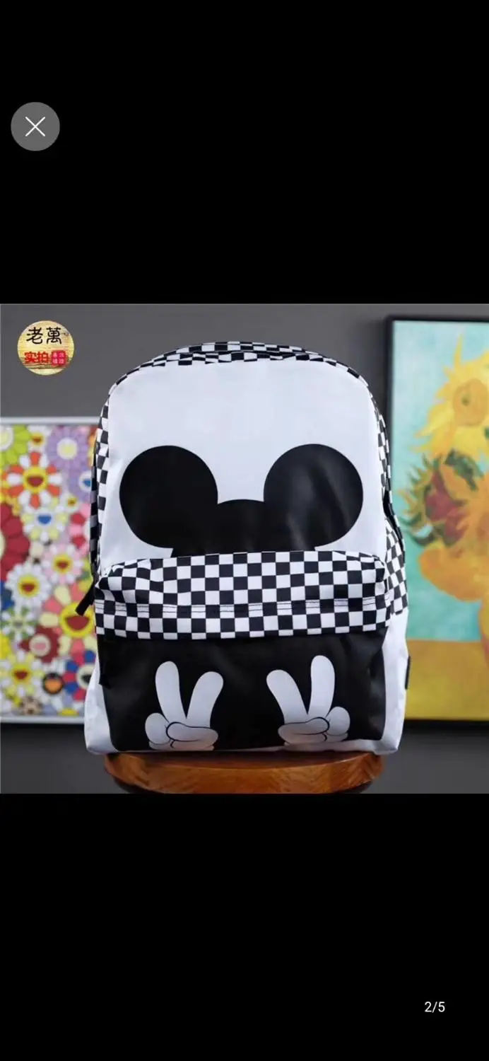 Дисней Микки Маус мультфильм Рюкзак Леди Мужская сумка на плечо дорожная рюкзак