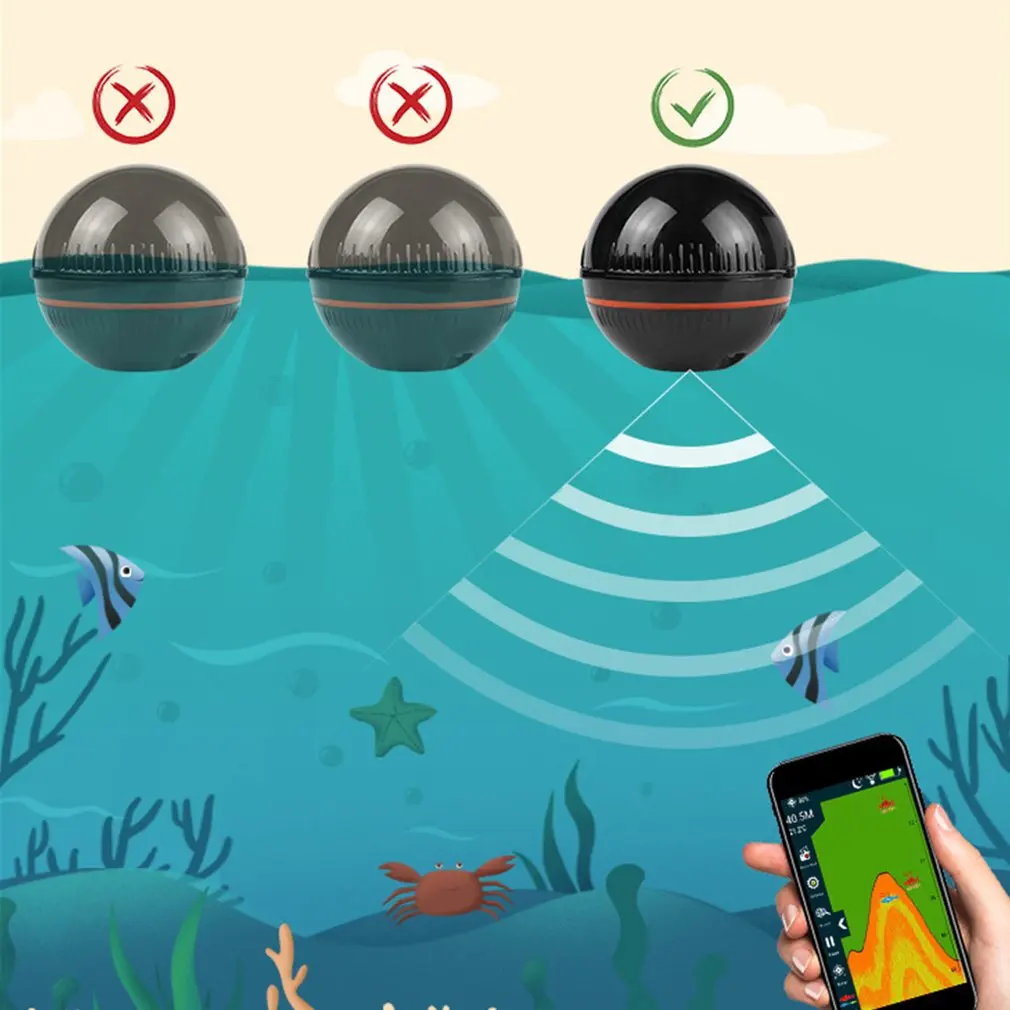 Wireless Portable Fish Finder Depth Sonar Sounder Fishfinder for Lake Sea Fishing Alarm IOS Iphone Android | Спорт и развлечения