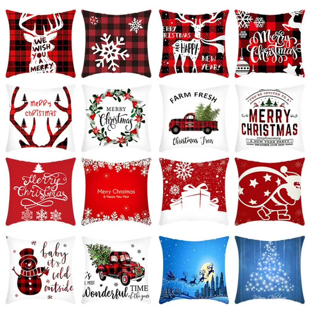 

Pillowcase Practical Soft Christmas Theme Print Car Interior Pillow Case for Farmhouse Pillowslip Pillow Cover