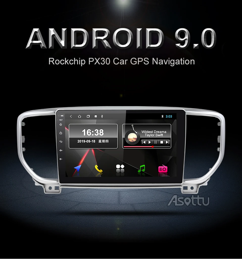 Автомобильный dvd-плеер Asottu ips android 9,0 PX30 для KIA sportage KX5 gps навигация 1 din стерео головное устройство автомобиля стерео
