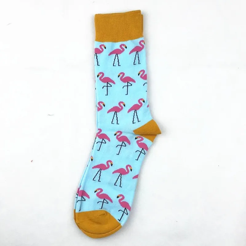 

New Colorful Men's Socks Cartoon Flamingo Middle Tube Stockings Couple's Jacquard Cotton Fashion Socks All Season