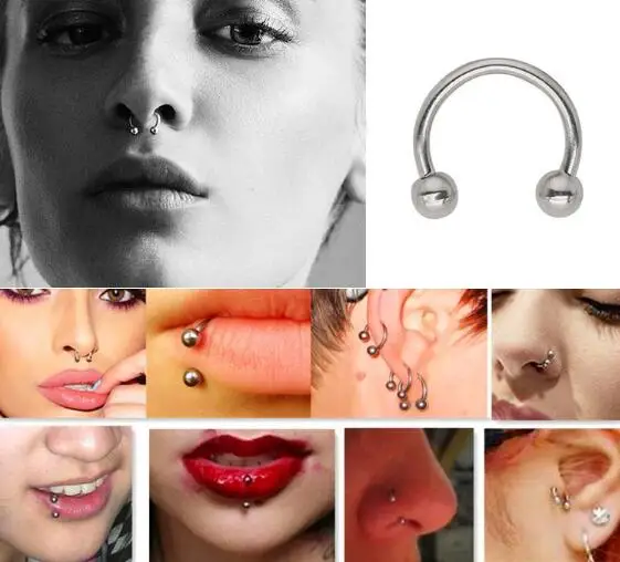 1 шт. кольцо для перегородки носа губные сосок бровь кольца мочки уха обруч