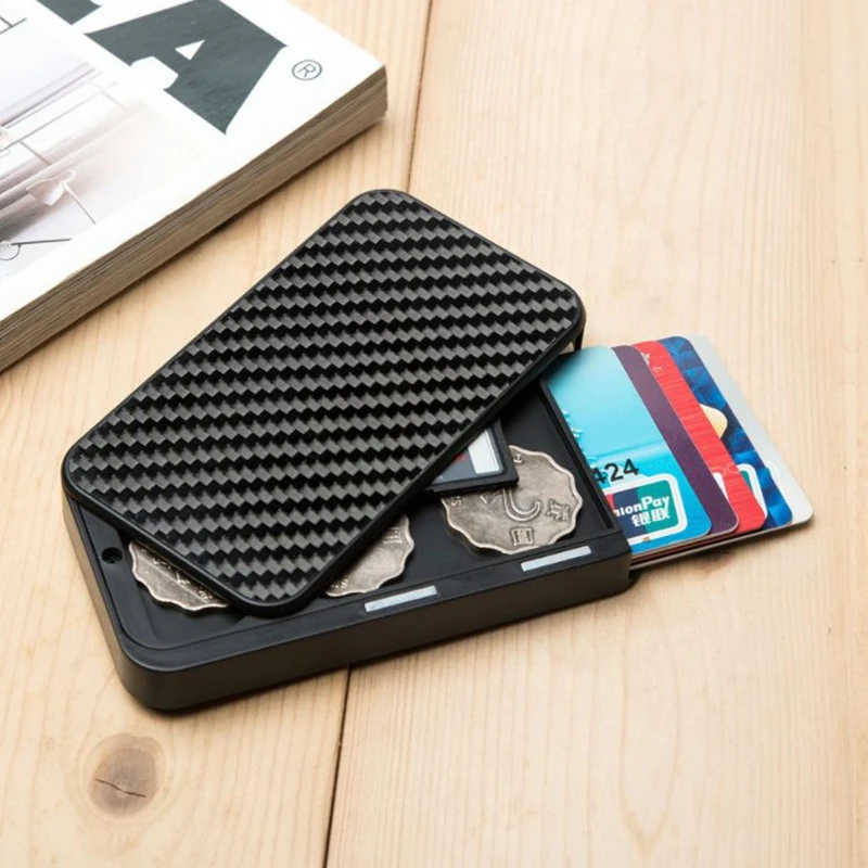 Модный черный минималистичный кошелек из углеродного волокна с рчид для мужчин