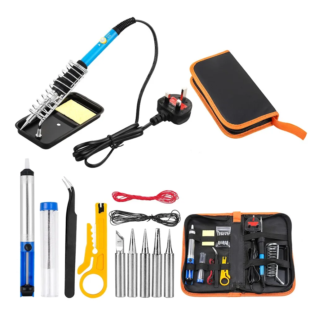 

15Pcs Soldering Tips Iron Kit Electronics 110V 60W Portable Adjustable Temperature Repairing Mobile Phones Welding Tool