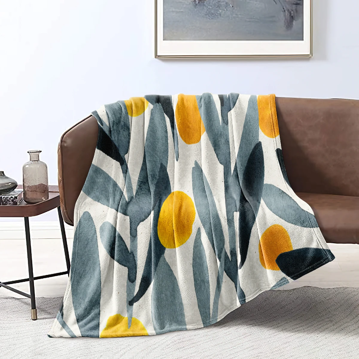 

Фланелевое Одеяло с темно-зелеными листьями, ботаническое плюшевое одеяло, теплое покрывало для кровати, серое пушистое покрывало для кров...