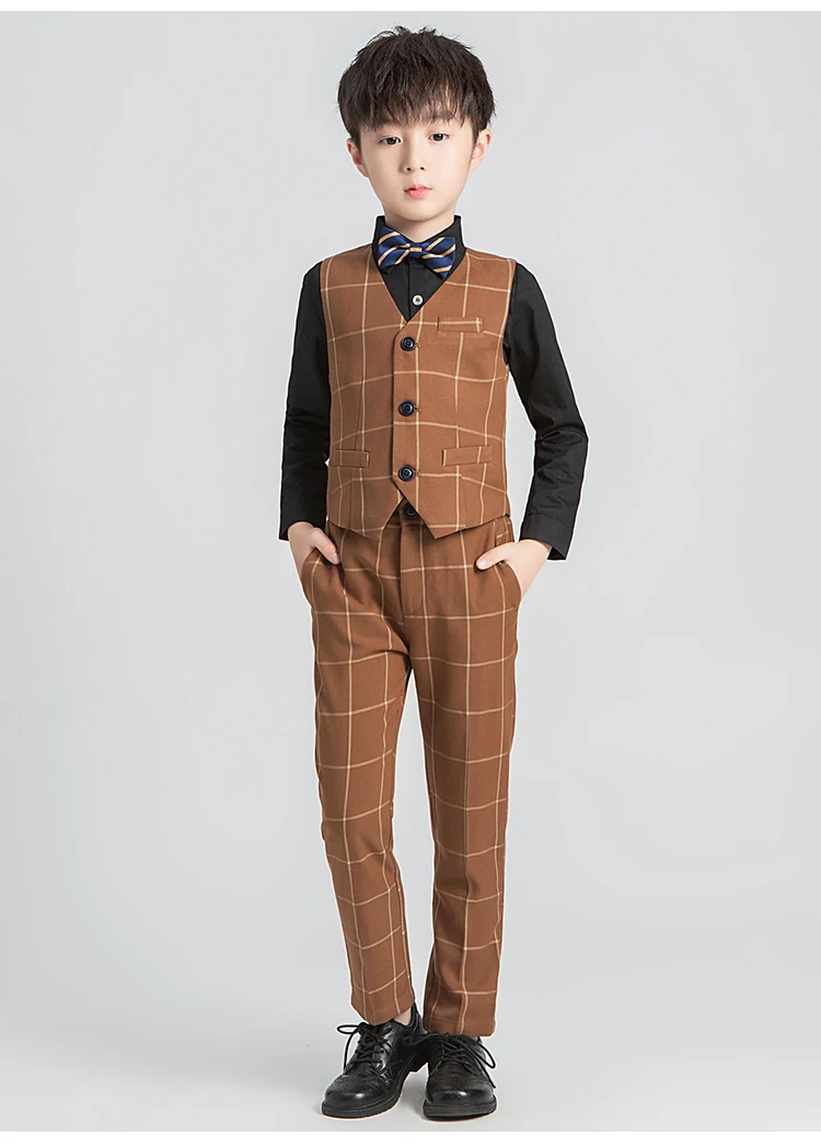 Костюм для мальчиков Детский костюм свадьбы дня рождения пиджак жилет штаны