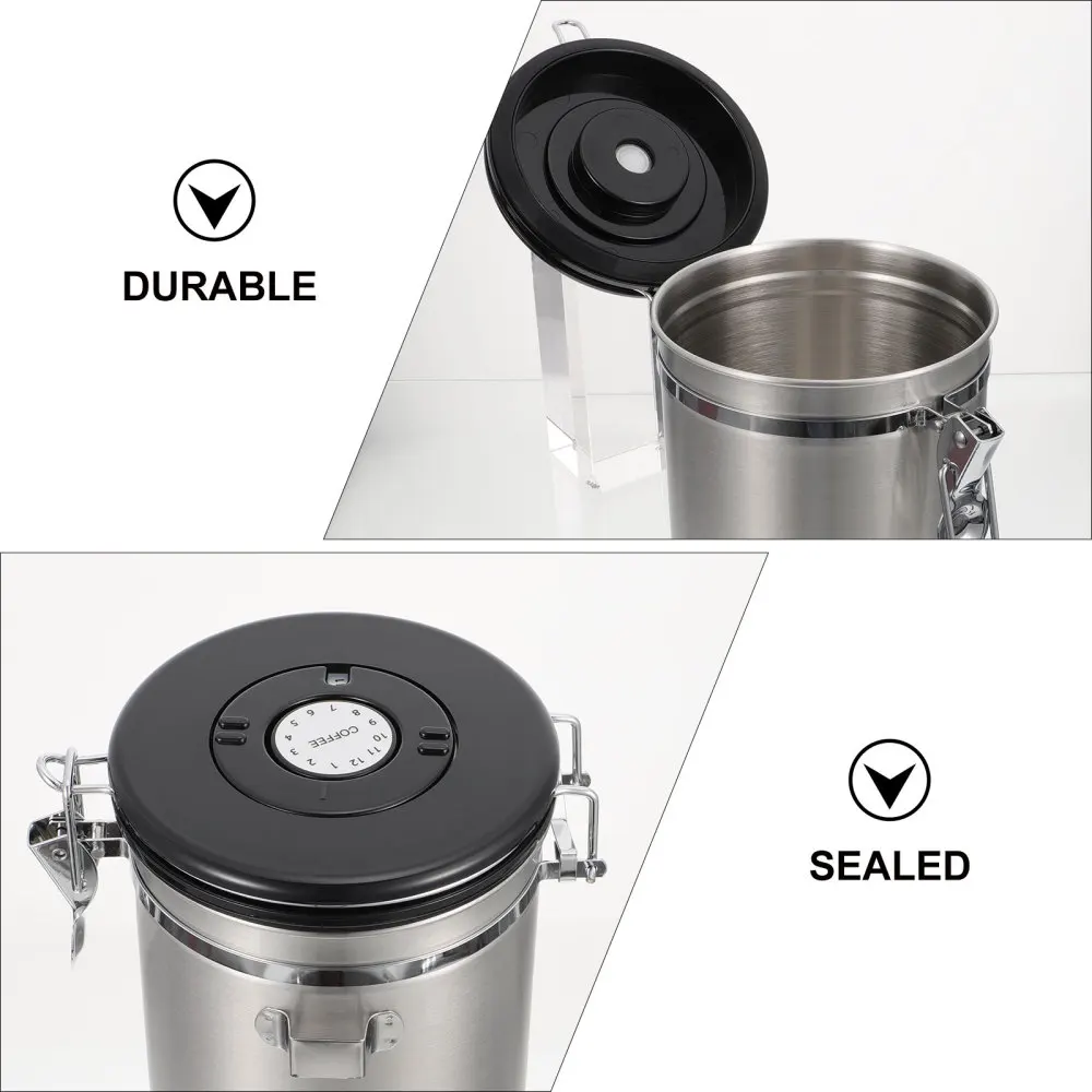 

1pc Stainless Steel Sealed Storage Can Coffee Beans Storage Tank (Silver)