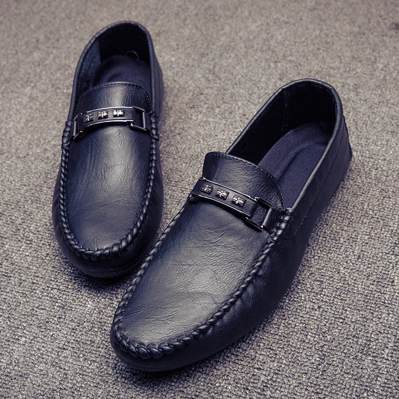 

Новая мужская повседневная обувь, модная мужская обувь из натуральной кожи, мужские лоферы, Мокасины, мужские туфли на плоской подошве без ш...