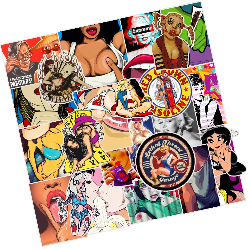 

50 PCS PVC SEXY girls waterproof stickers DIY Skateboard Laptop Graffiti Motorcycle Decorative Sticker car sticker Vinyl Decals