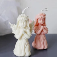 3d prayer girl angel silicone candle mold diy aromatherapy candle plaster mould soap making tool home decoration ornaments