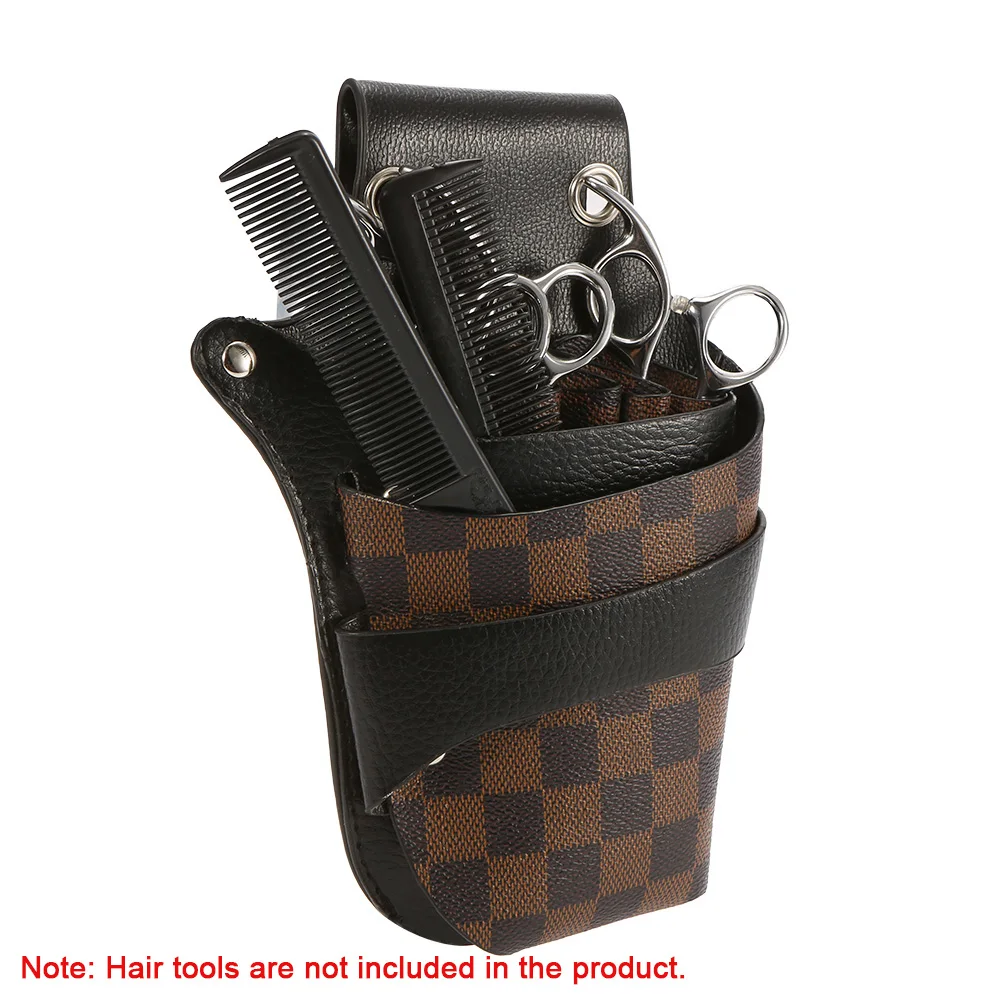 

PU Leather Hair Scissor Holster Hairdressing Bag Pouch Holder for Hair Stylist Rivet Clips Waist Shoulder Belt Included