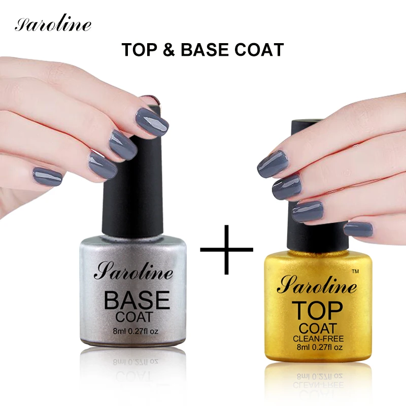 Saroline No Wipe Top Color Gel Varnish Primer Nails Art Transparent Semi Permanent Polish Base Coat and Eco-friendly | Красота и