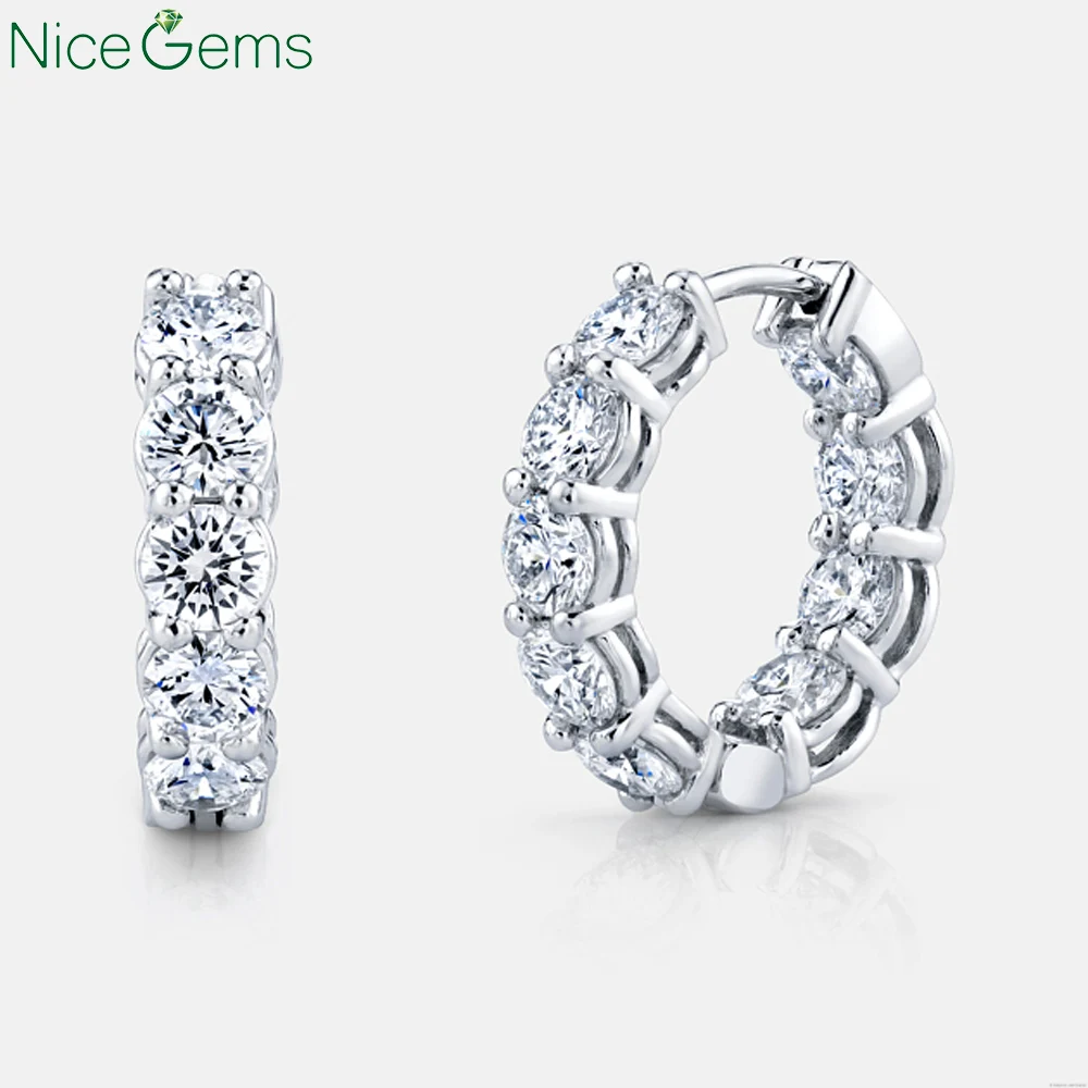 Серьги-кольца NiceGems женские с муассанитом цвет DF 3 мм 1 8 CTW | Украшения и аксессуары