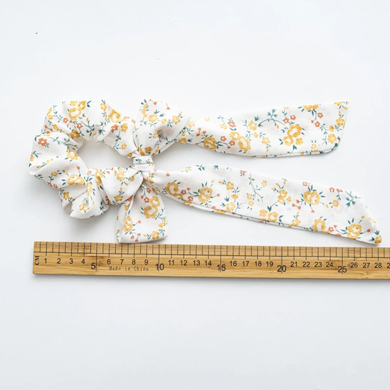 

New Fashion Chiffon Elastic Wispy Floral Bow Hair Scrunchies Women Hair Tie Rope Rubber Bands Ponytail Holder Hair Accessories