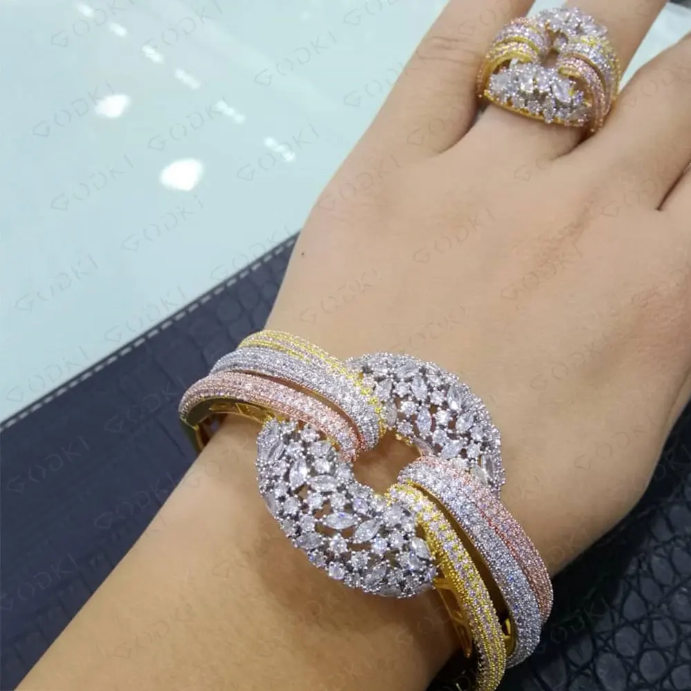 GODKI модный роскошный классический набор круглых украшений для женщин свадебный