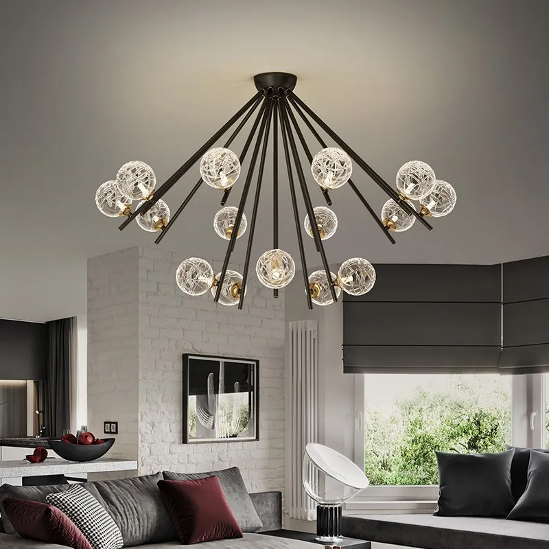

Copper Luxury LED Chandelier Ceiling Dining Living Room Creative Modern Hanging Light Bedroom Villa Lobby Glass Ball Fixtures G9