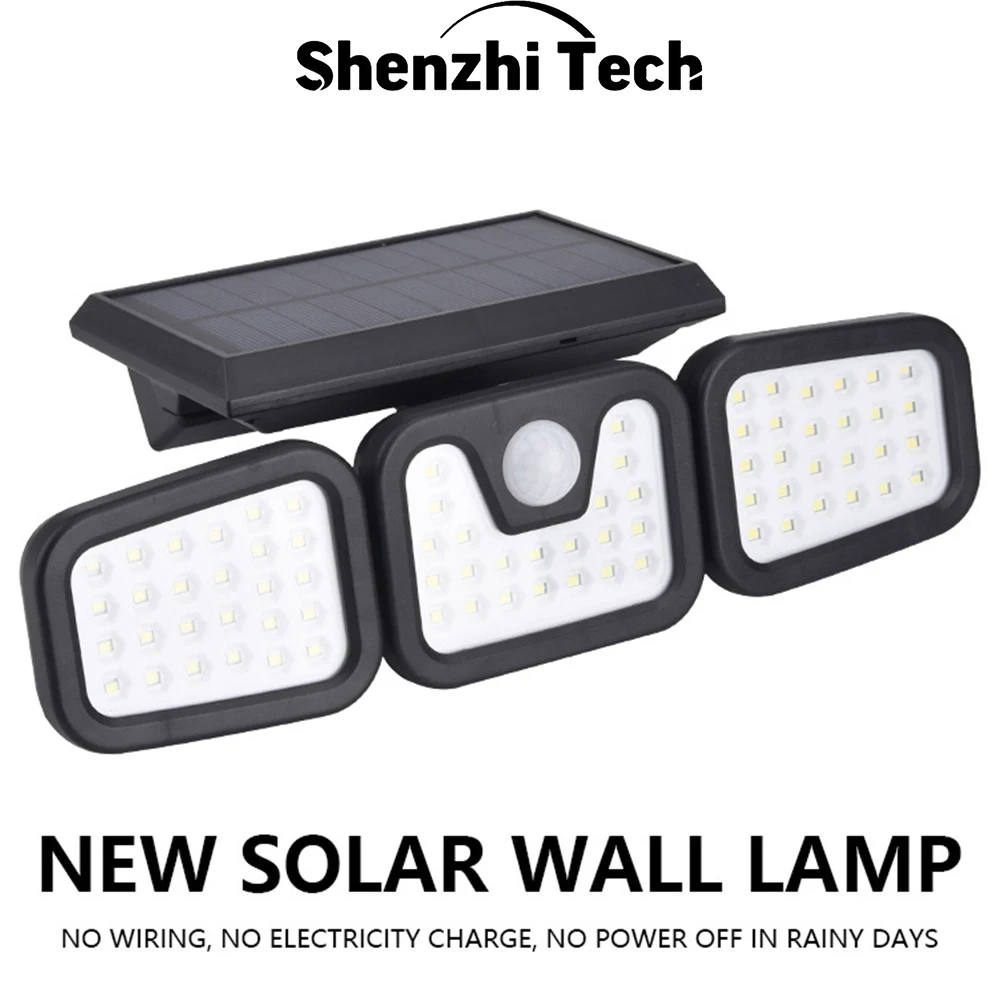 Настенная лампа на солнечной батарее с 74 светодиодами вращающаяся Индукционная