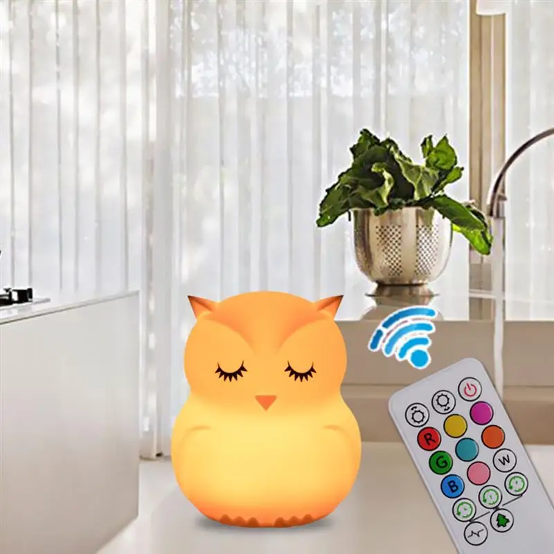 Светодиодный ночсветильник в виде совы прикроватная силиконовая лампа с