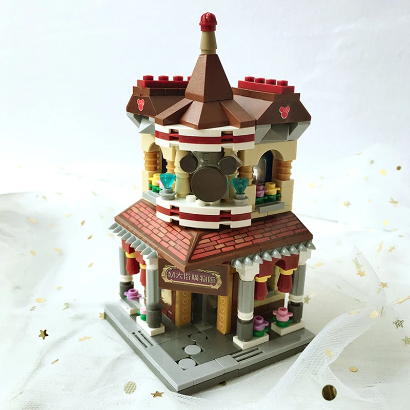 LOZ 1632 городская улица торговый центр магазин архитектура рынка DIY Мини блоки